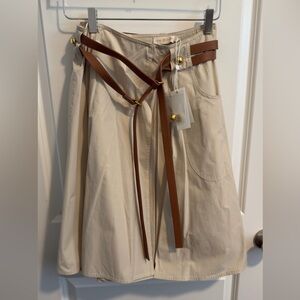 Tory Burch Betsy A Line Skirt.  NWT.  Size 4.  Pale Stone.